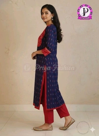 102376 Sambalpuri Handloom Cotton Stitching Kurti In Meroon Colour  - 38, Jacksons Purple