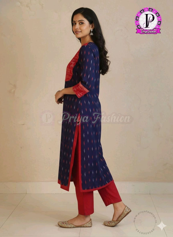 102376 Sambalpuri Handloom Cotton Stitching Kurti In Meroon Colour  - 40, Jacksons Purple