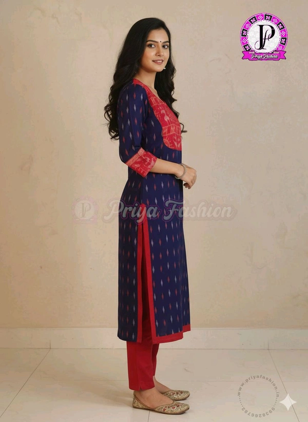 102376 Sambalpuri Handloom Cotton Stitching Kurti In Meroon Colour  - 44, Jacksons Purple