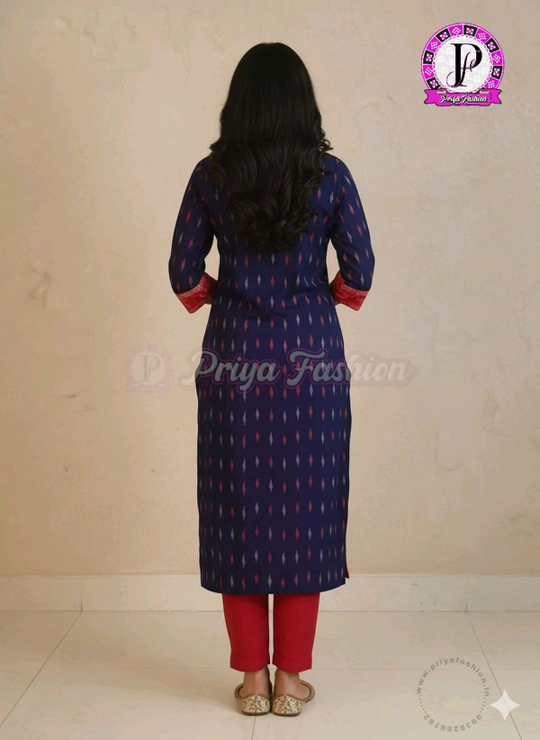 102376 Sambalpuri Handloom Cotton Stitching Kurti In Meroon Colour  - 44, Jacksons Purple