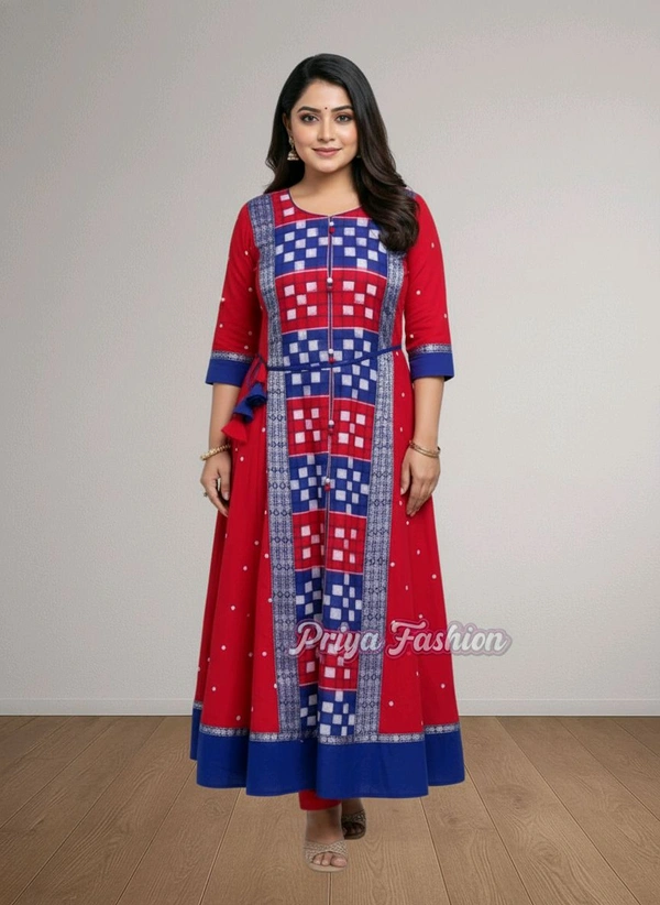 102377 Sambalpuri Round Kurti Top  - 40, Web Orange