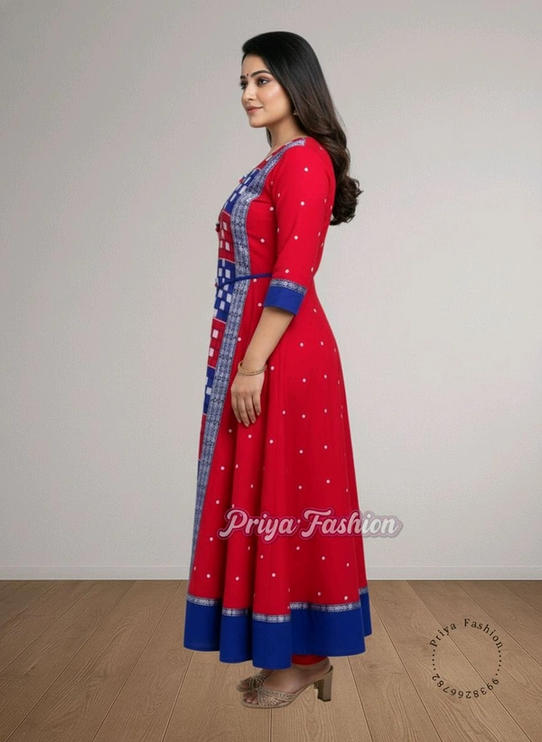 102377 Sambalpuri Round Kurti Top  - 42, Web Orange