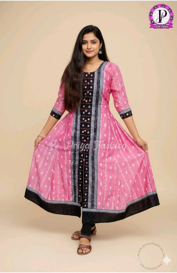 102378 Sambalpuri Round Kurti Top  - L-38, Blush Pink