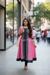 102378 Sambalpuri Round Kurti Top  - L-38, Blush Pink