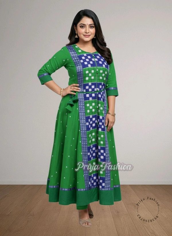 102381 Sambalpuri Round Kurti Top  - 40, Green