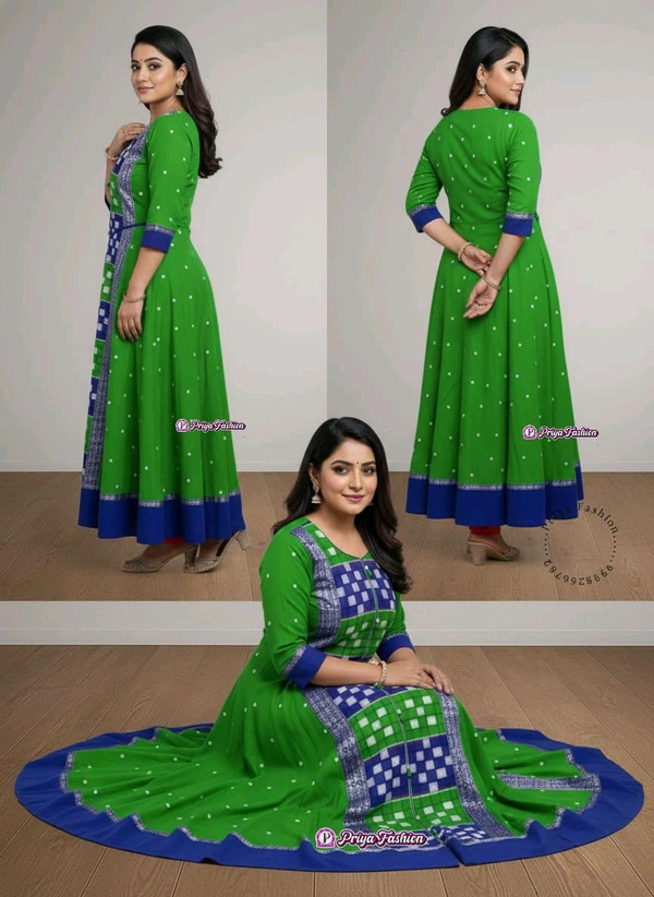 102381 Sambalpuri Round Kurti Top  - 44, Green