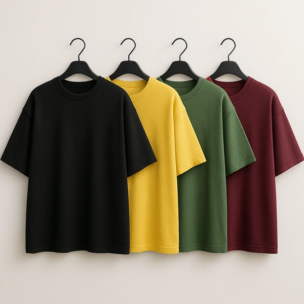 Oversized Plain T-Shirt (Pack of 3) | 240 GSM | Premium Cotton - S-38