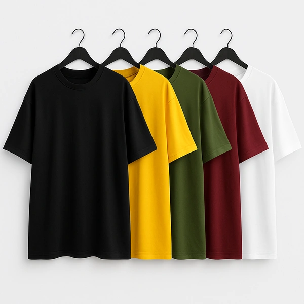 Oversized Plain T-Shirt (Pack of 3) | 240 GSM | Premium Cotton - S-38