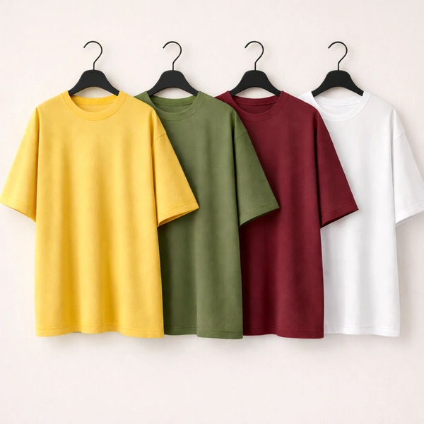 Oversized Plain T-Shirt (Pack of 4) | 240 GSM | Premium Cotton - XLL-46