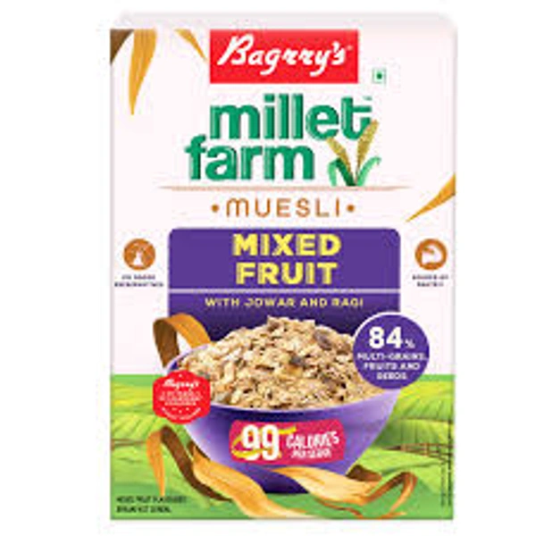 BAGRRY'S MILLET FARM MUESLI MIXED FRUIT JOWAR&RAGI - 500GM