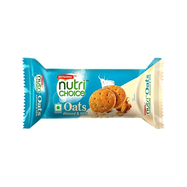 BRITANNIA NUTRI CHOICE OATS MILK ALMOND COOKIES - 75GM
