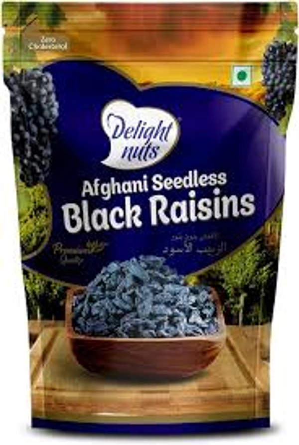 DELIGHT NUTS AFGANI SEEDLESS BLACK RAISINS - 200GM