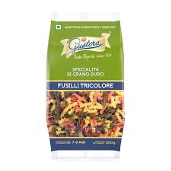 GUSTORA FUSILLI TRICOLORE PASTA - 500GM