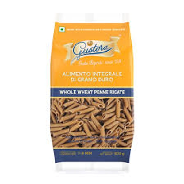GUSTORA WHOLE WHEAT PENNE RIGATE PASTA - 500GM