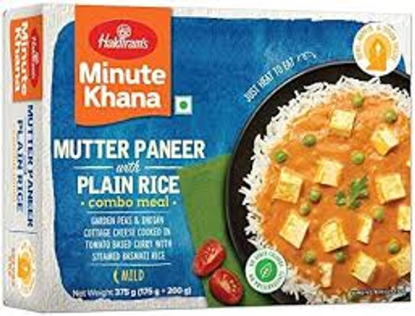 HALDIRAMS MINUTE KHANA MUTTER PANEER WITH PLAIN RICE - 375GM