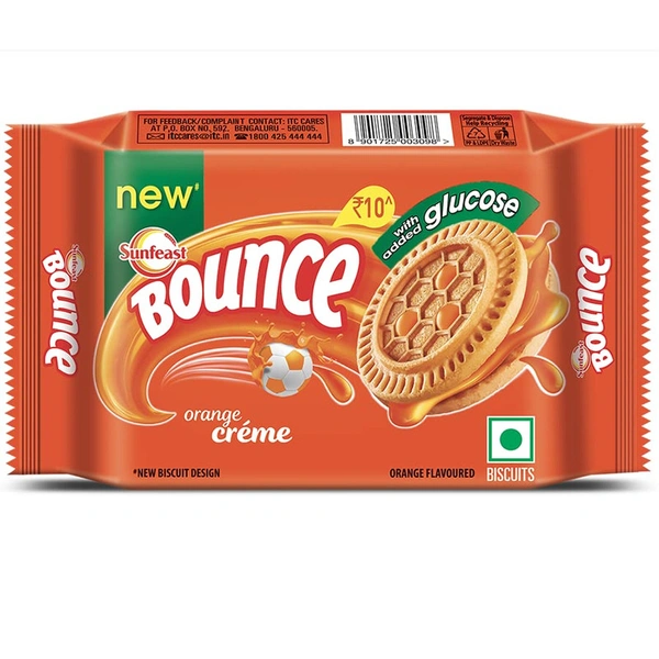 SUNFEAST BOUNCE ORANGE CREME BISCUITS - 64GM