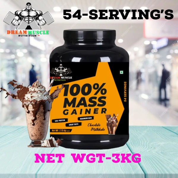 𝔻ℝ𝔼𝔸𝕄 𝕄𝕌𝕊ℂ𝕃𝔼 ℕ𝕌𝕋ℝ𝕀𝕋𝕀𝕆ℕ ( 𝗗𝗠𝗡 ) 100% 𝗠𝗔𝗦𝗦 𝗚𝗔𝗜𝗡𝗘𝗥 - 100% MASS GAINER 2.7KG (6LBS), CHOCOLATE MILK SHAKE