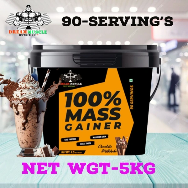 𝔻ℝ𝔼𝔸𝕄 𝕄𝕌𝕊ℂ𝕃𝔼 ℕ𝕌𝕋ℝ𝕀𝕋𝕀𝕆ℕ ( 𝗗𝗠𝗡 ) 100% 𝗠𝗔𝗦𝗦 𝗚𝗔𝗜𝗡𝗘𝗥 - 100% MASS GAINER 4.5KG (10 LBS), CHOCOLATE MILK SHAKE