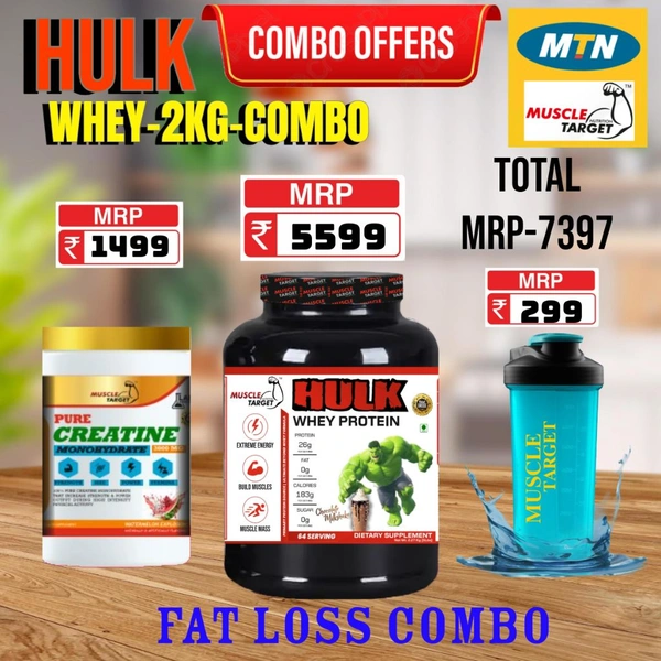 𝐂𝐎𝐌𝐁𝐎: 𝗛𝗨𝗟𝗞 𝗪𝗛𝗘𝗬 - 2𝗞𝗚 + CREATINE 100GM