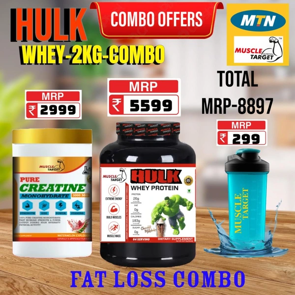 𝐂𝐎𝐌𝐁𝐎: 𝗛𝗨𝗟𝗞 𝗪𝗛𝗘𝗬 - 2𝗞𝗚 + CREATINE 250GM