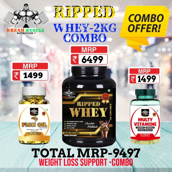 𝐂𝐎𝐌𝐁𝐎 : 𝗥𝗜𝗣𝗣𝗘𝗗 𝗪𝗛𝗘𝗬 -  2𝗞𝗚 + FISH OIL+MULTIVITAMIN
