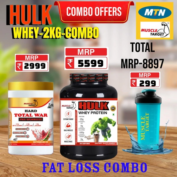 𝐂𝐎𝐌𝐁𝐎: 𝗛𝗨𝗟𝗞 𝗪𝗛𝗘𝗬 - 2𝗞𝗚 + HARD PRE WORKOUT 40 S