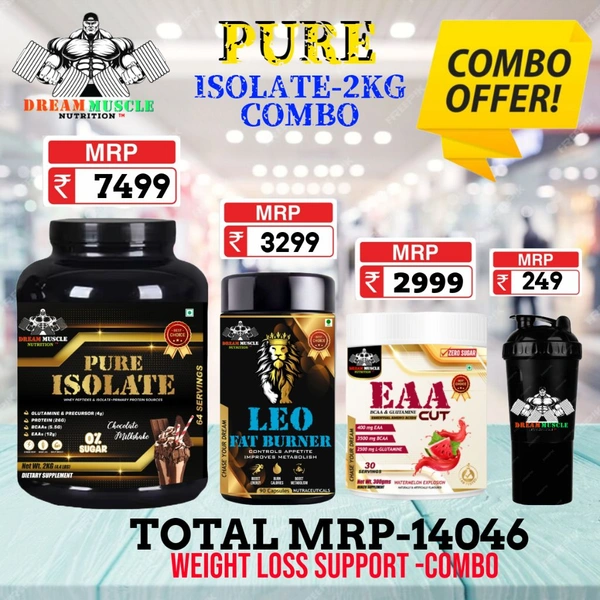 𝐂𝐎𝐌𝐁𝐎 :𝗣𝗨𝗥𝗘 𝗜𝗦𝗢𝗟𝗔𝗧𝗘 - 2𝗞𝗚 + LEO FAT BURNER + EAA 30S