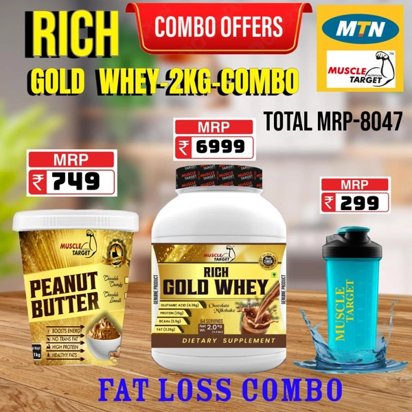 𝐂𝐎𝐌𝐁𝐎:  𝗥𝗜𝗖𝗛 𝗚𝗢𝗟𝗗 𝗪𝗛𝗘𝗬 -2𝗞𝗚 + PEANUT BUTTER 1KG
