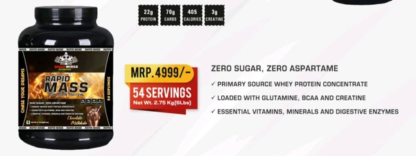 𝗖𝗢𝗠𝗕𝗢 :𝗥𝗔𝗣𝗜𝗗 𝗠𝗔𝗦𝗦 𝗚𝗔𝗜𝗡𝗘𝗥-3𝗞𝗚 + BCAA 60S