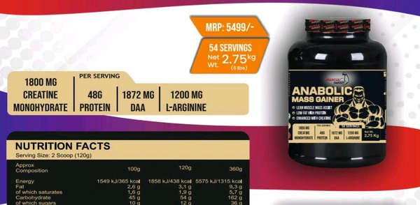𝐂𝐎𝐌𝐁𝐎 : 𝗔𝗡𝗔𝗕𝗢𝗟𝗜𝗖 𝗠𝗔𝗦𝗦 𝗚𝗔𝗜𝗡𝗘𝗥 - 3𝗞𝗚 + GAINS PRO
