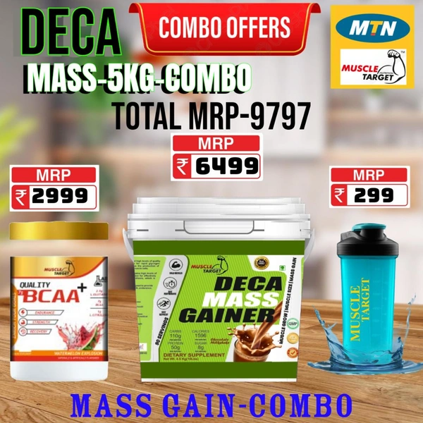 𝐂𝐎𝐌𝐁𝐎: 𝗗𝗘𝗖𝗔 𝗠𝗔𝗦𝗦 𝗚𝗔𝗜𝗡𝗘𝗥 - 5𝗞𝗚 + BCAA 30S