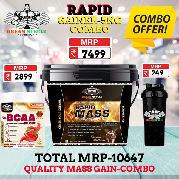 𝗖𝗢𝗠𝗕𝗢 :𝗥𝗔𝗣𝗜𝗗 𝗠𝗔𝗦𝗦 𝗚𝗔𝗜𝗡𝗘𝗥-5𝗞𝗚 + BCAA 30S