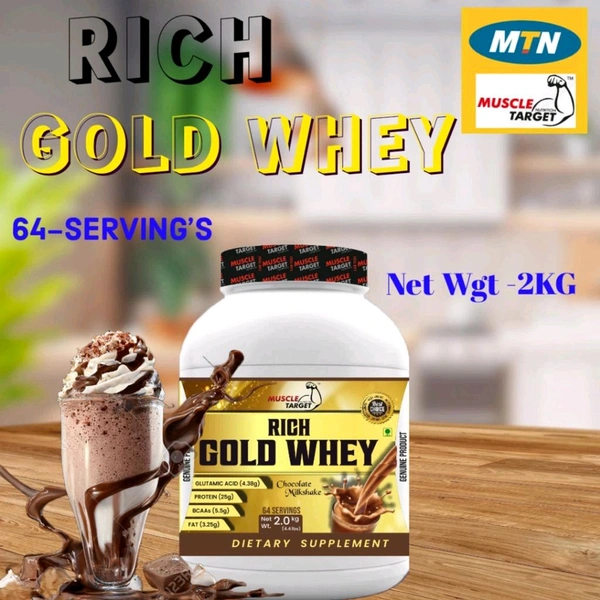 𝐌𝐔𝐒𝐂𝐋𝐄 𝐓𝐀𝐑𝐆𝐄𝐓 𝐍𝐔𝐓𝐑𝐈𝐓𝐈𝐎𝐍 (𝗠𝗧𝗡) 𝗥𝗜𝗖𝗛 𝗚𝗢𝗟𝗗 𝗪𝗛𝗘𝗬 - CHOCOLATE MILK SHAKE, RICH GOLD WHEY 2KG (4.4LBS)