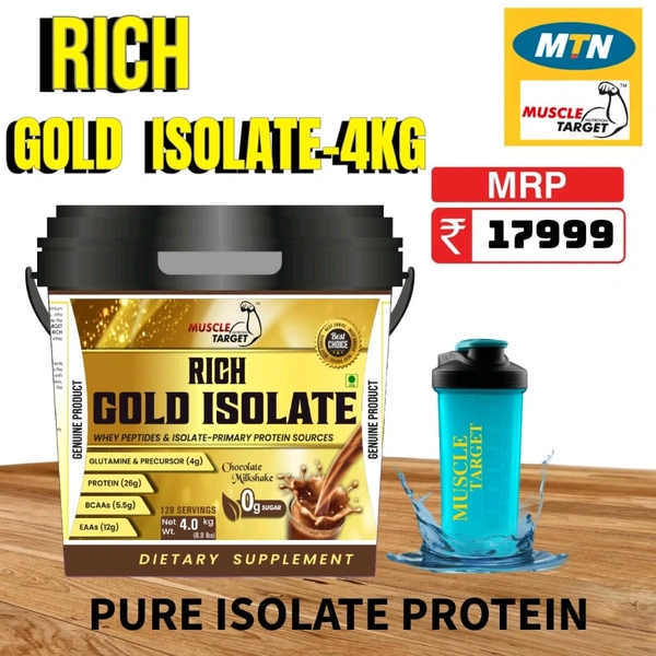 𝐌𝐔𝐒𝐂𝐋𝐄 𝐓𝐀𝐑𝐆𝐄𝐓 𝐍𝐔𝐓𝐑𝐈𝐓𝐈𝐎𝐍 (𝗠𝗧𝗡) 𝗥𝗜𝗖𝗛 𝗚𝗢𝗟𝗗 𝗜𝗦𝗢𝗟𝗔𝗧𝗘  - CHOCOLATE MILK SHAKE, RICH GOLD ISOLATE 4KG (8.8LBS)