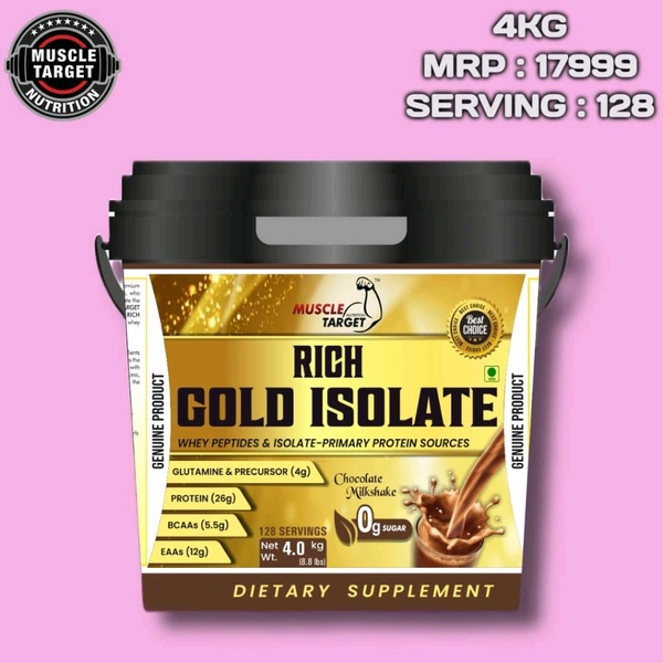 𝐌𝐔𝐒𝐂𝐋𝐄 𝐓𝐀𝐑𝐆𝐄𝐓 𝐍𝐔𝐓𝐑𝐈𝐓𝐈𝐎𝐍 (𝗠𝗧𝗡) 𝗥𝗜𝗖𝗛 𝗚𝗢𝗟𝗗 𝗜𝗦𝗢𝗟𝗔𝗧𝗘  - CHOCOLATE MILK SHAKE, RICH GOLD ISOLATE 4KG (8.8LBS)