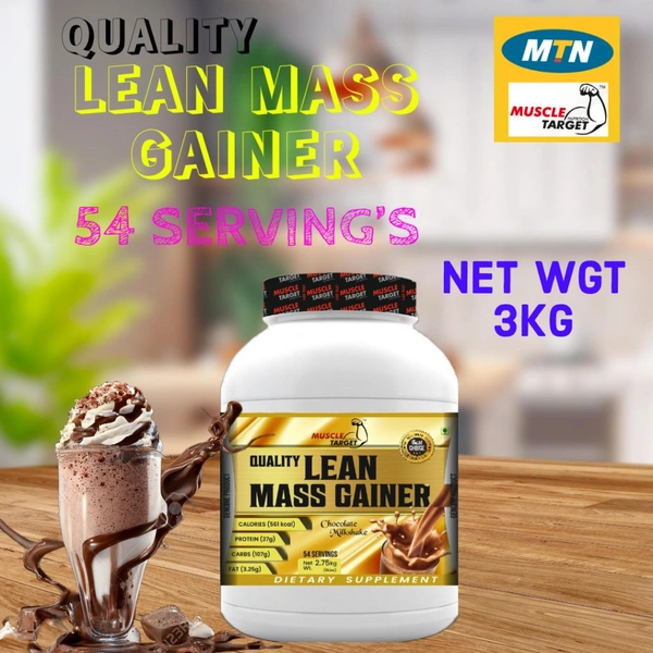 𝐌𝐔𝐒𝐂𝐋𝐄 𝐓𝐀𝐑𝐆𝐄𝐓 𝐍𝐔𝐓𝐑𝐈𝐓𝐈𝐎𝐍 (𝗠𝗧𝗡) 𝗤𝗨𝗔𝗟𝗜𝗧𝗬 𝗟𝗘𝗔𝗡 𝗠𝗔𝗦𝗦 𝗚𝗔𝗜𝗡𝗘𝗥 - LEAN MASS GAINER 2.7KG (6LBS), CHOCOLATE MILK SHAKE