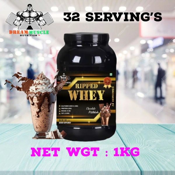 𝔻ℝ𝔼𝔸𝕄 𝕄𝕌𝕊ℂ𝕃𝔼 ℕ𝕌𝕋ℝ𝕀𝕋𝕀𝕆ℕ ( 𝗗𝗠𝗡 ) 𝗥𝗜𝗣𝗣𝗘𝗗 𝗪𝗛𝗘𝗬 - RIPPED WHEY 1KG (2.2 LBS), CHOCOLATE MILK SHAKE