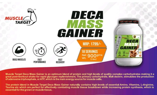 𝐌𝐔𝐒𝐂𝐋𝐄 𝐓𝐀𝐑𝐆𝐄𝐓 𝐍𝐔𝐓𝐑𝐈𝐓𝐈𝐎𝐍 (𝗠𝗧𝗡) 𝗗𝗘𝗖𝗔 𝗠𝗔𝗦𝗦 𝗚𝗔𝗜𝗡𝗘𝗥 - DECA MASS GAINER 900GM (2LBS), CHOCOLATE MILK SHAKE