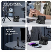 XUNDD X58 Mini Wireless Microphone (2 Mic + 1 Receiver) Colour：Black