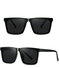 Black Square UV Protection Stylish Sunglasses for Men | Trendy Premium Look - Black