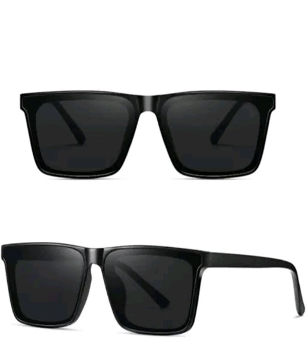 Black Square UV Protection Stylish Sunglasses for Men | Trendy Premium Look - Black