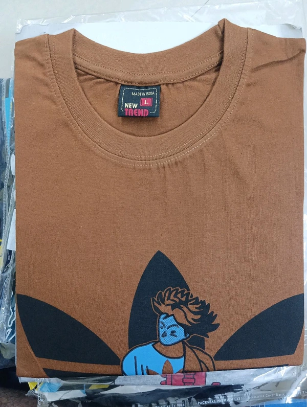 New Trend Tshirt Half - L, Brown