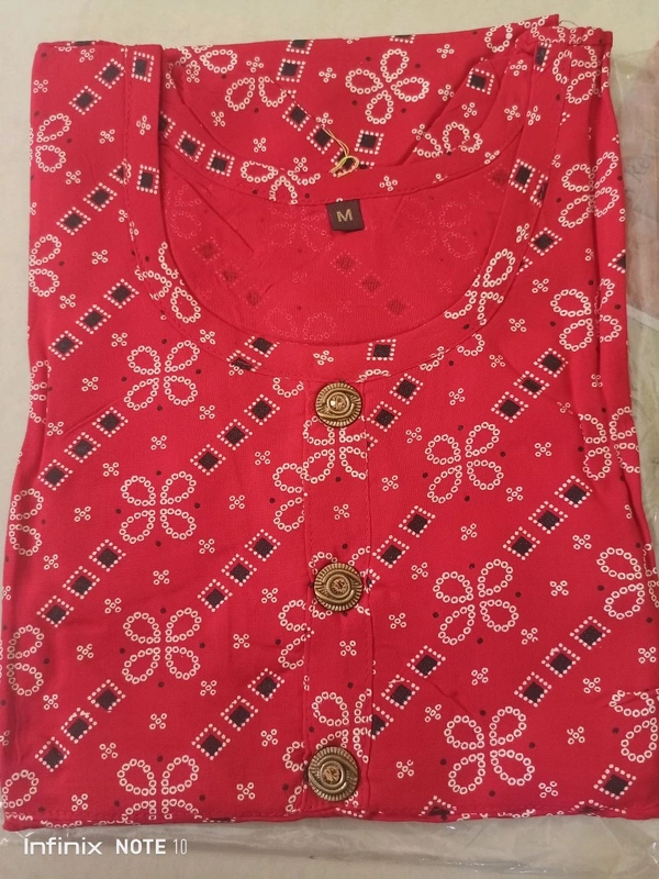 Cotton Printed Umbrella Kurti  - M