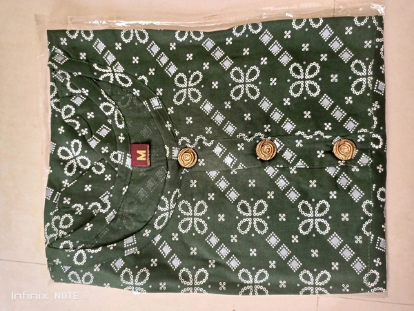 Cotton Printed Umbrella Kurti  - M