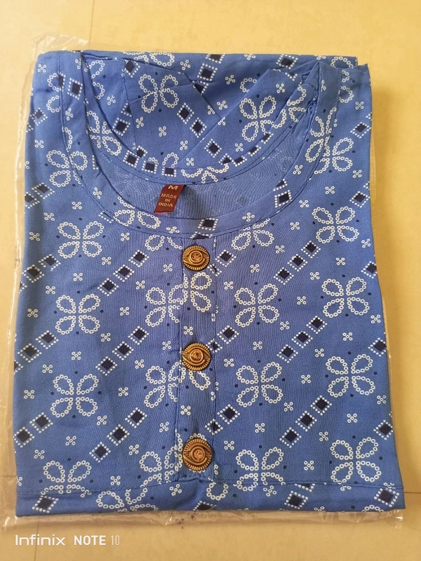Cotton Printed Umbrella Kurti  - M