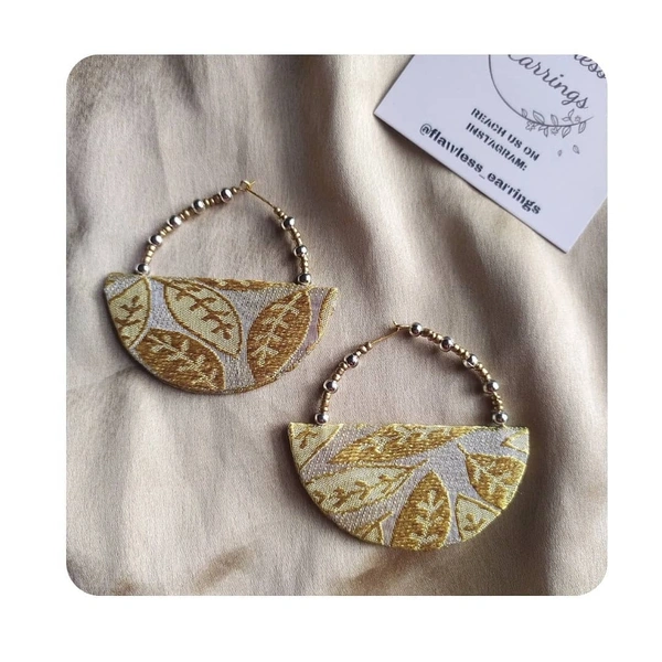 Cream Gold Leaves Hoops