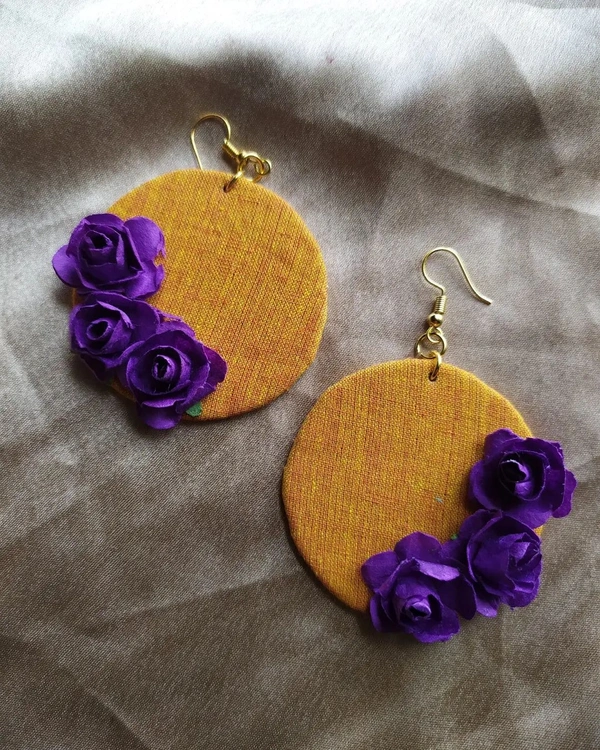 Yellow Round Purple Floral