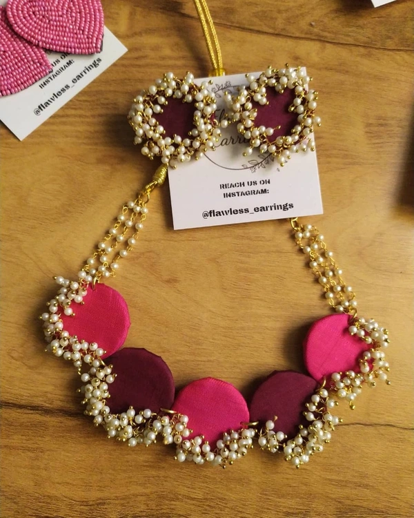 Pink Maroon Choker Set