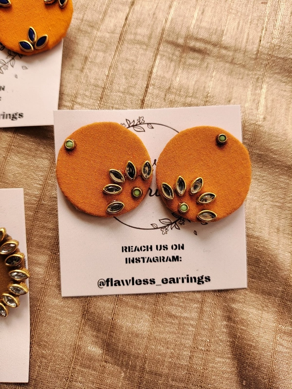 Yellow Kundan Studs