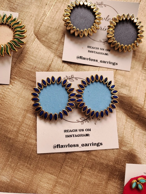 Sky Blue Kundan Studs